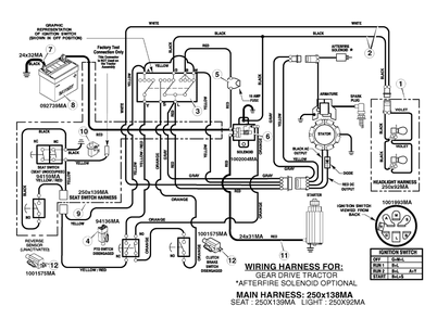 Electrical System Diagram and Parts List for 385002X78C 2006 Briggs and Stratton Lawn Tractor